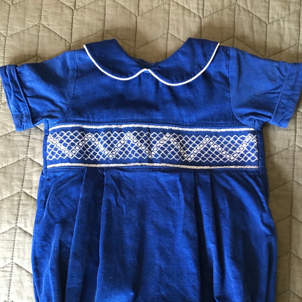 Little boy smocked bubble, size 24 months.